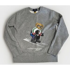 Boys Girls Polo Ralph Lauren Ski Bear Crewneck SweatShirt Sz 8 Clean